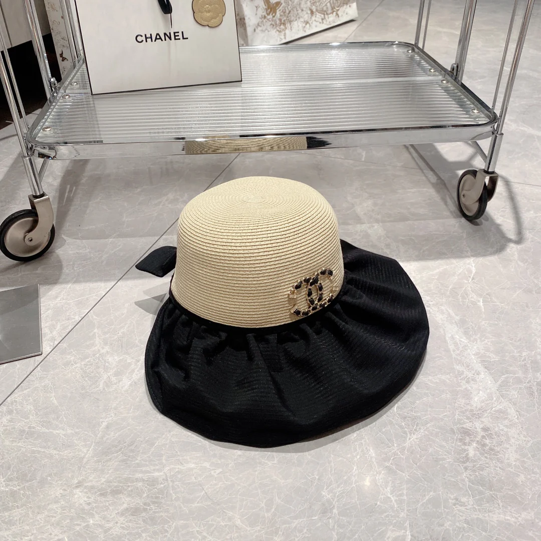 Новинка сезона весна/лето 2023 от Chanel - Соломенная шляпа - Солнцезащитная шляпа - Черная