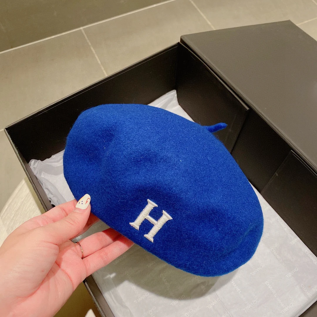 Шерстяной берет Hermes - синий