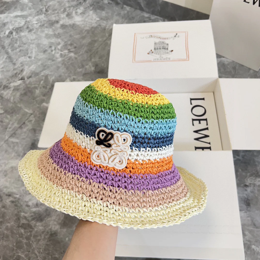 Новая плетеная рыбацкая шляпа LOEWE Rainbow Hollow 2024 — фиолетовая.