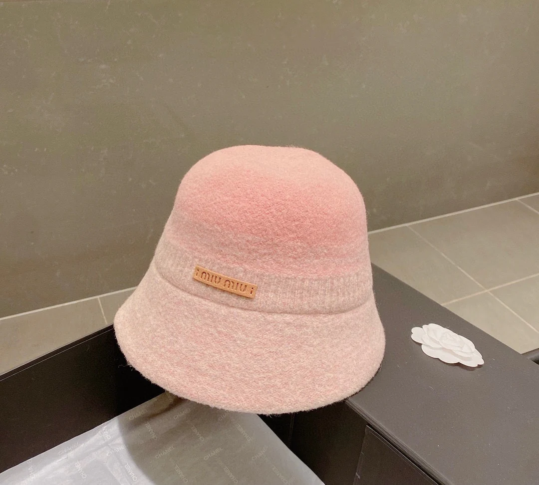 Miu Miu - Шерстяная рыбацкая шляпа с градиентным рисунком - Розовая