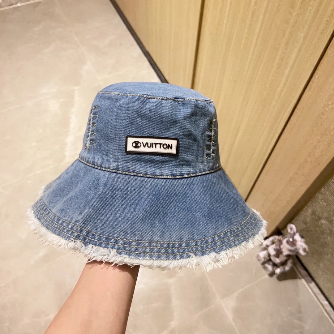 Новая джинсовая ретро-шляпа рыбака с кисточками LV 2023