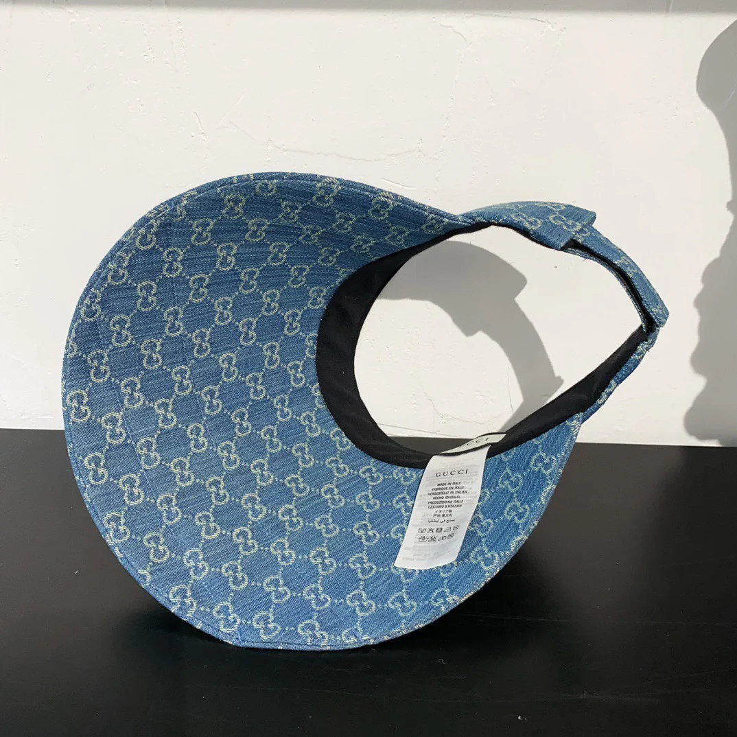 Gucci - Новая шляпа от солнца с монограммой - Синяя