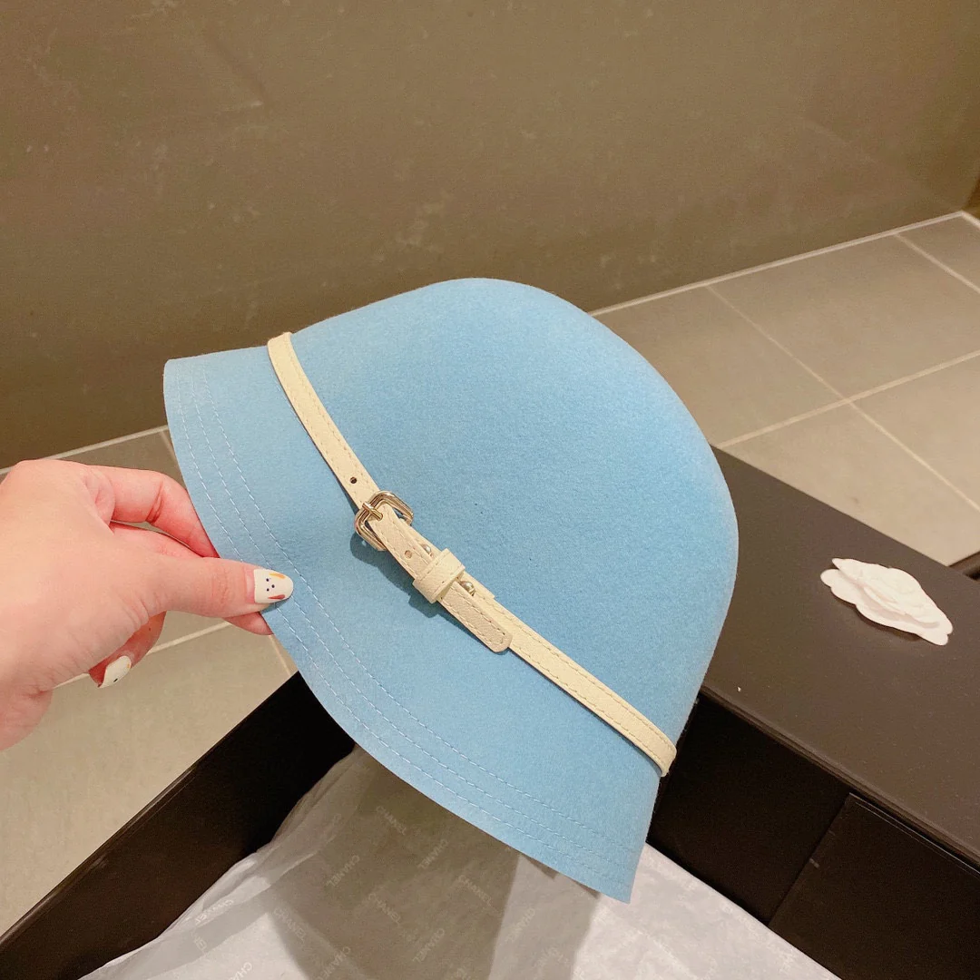 Шерстяная шляпа Hermes - светло-голубая