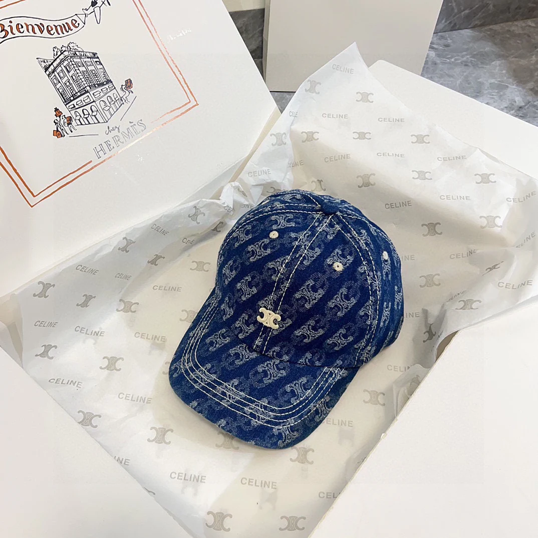 Бейсболка Celine в стиле ретро из джинсовой ткани, коллекция весна/лето 2024, унисекс, синяя.