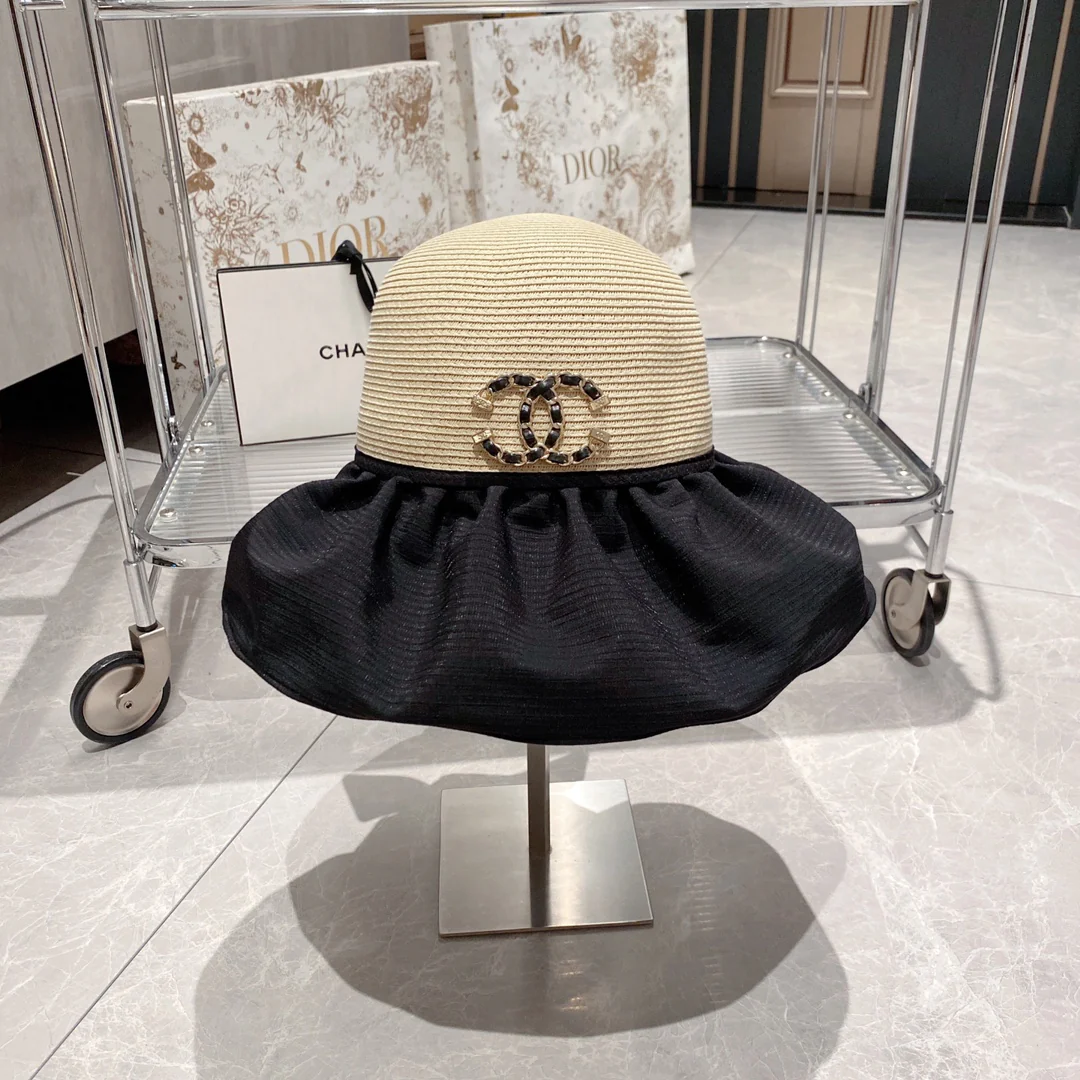 Новинка сезона весна/лето 2023 от Chanel - Соломенная шляпа - Солнцезащитная шляпа - Черная