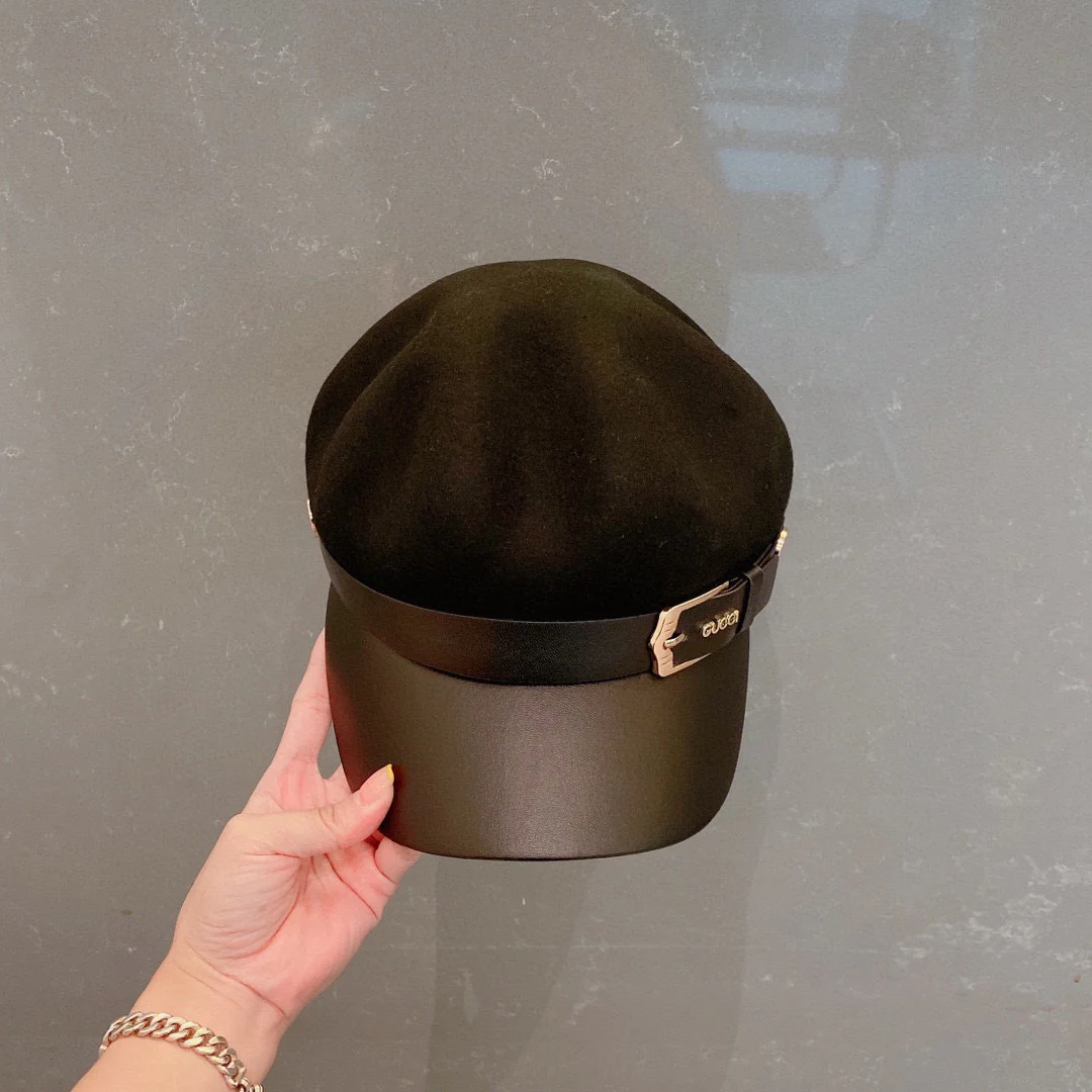 Шерстяная восьмиугольная бейсболка Gucci - черная