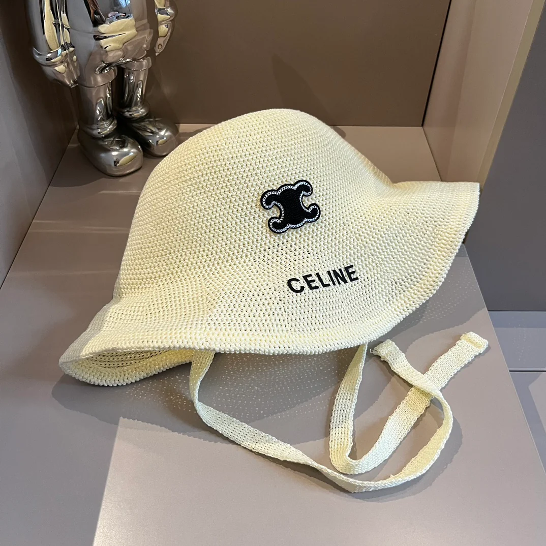 Celine - Новая ажурная плетеная рыбацкая шляпа - белая