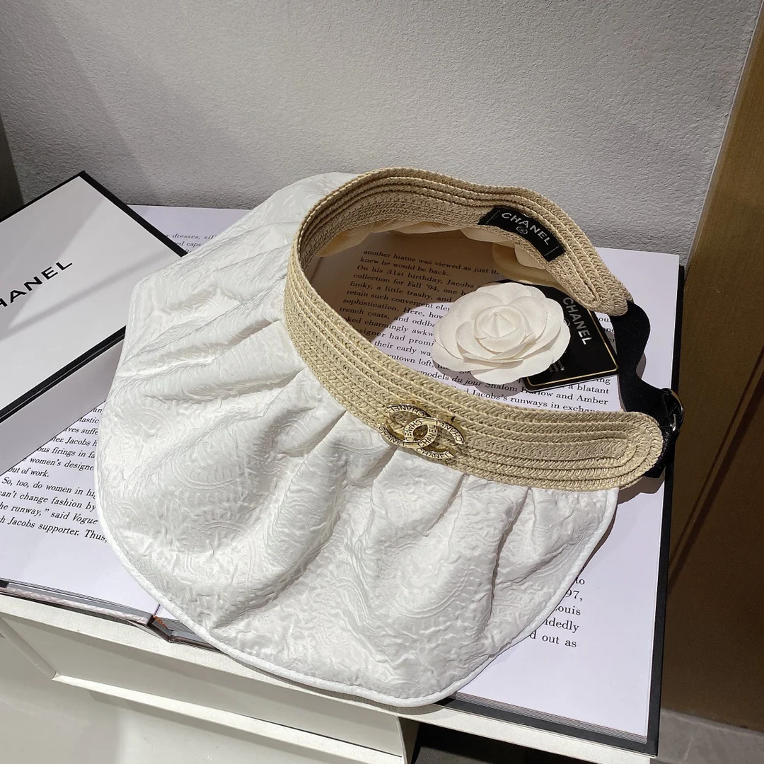 Chanel - Солнцезащитная шляпа - Шляпа с открытым верхом - Шляпа-ракушка - Белая