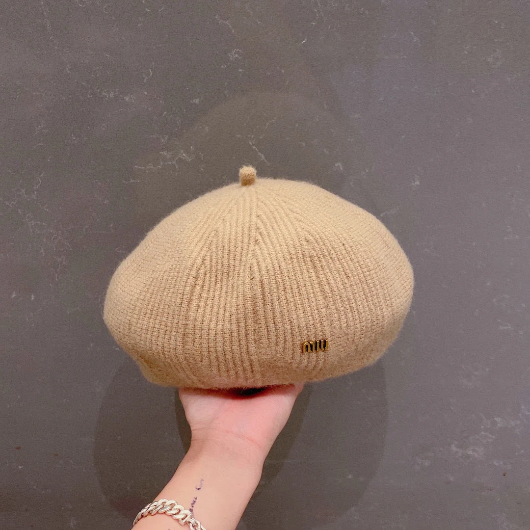 Шерстяной берет Miu Miu - абрикосовый