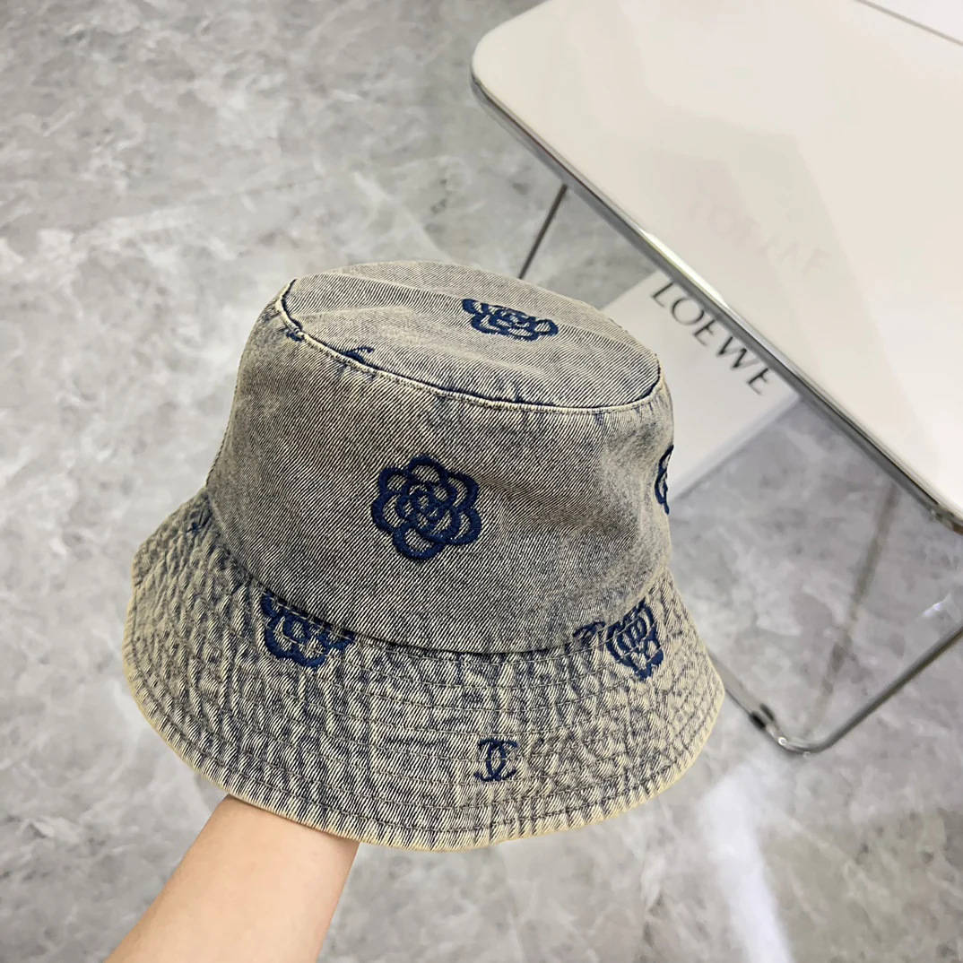 Chanel - Уникальная вышитая ковбойская рыбацкая шляпа - серая