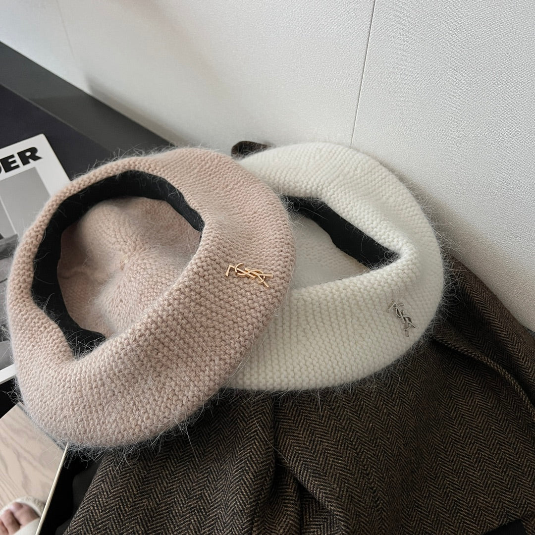 Вязаный меховой берет Saint Y-Lau