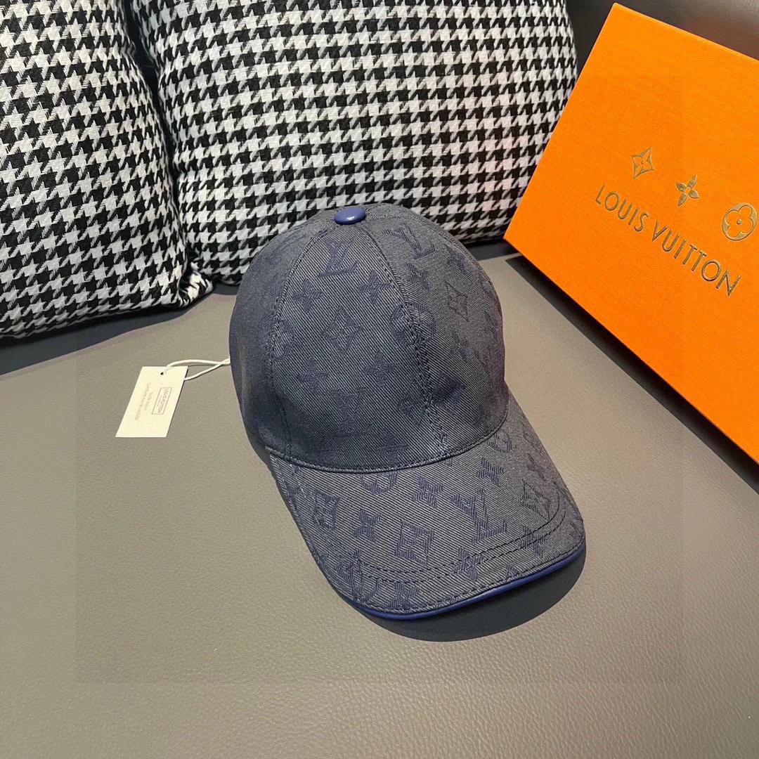 Бейсболка LV New Style Canvas Monogram Denim Baseball Cap - серая
