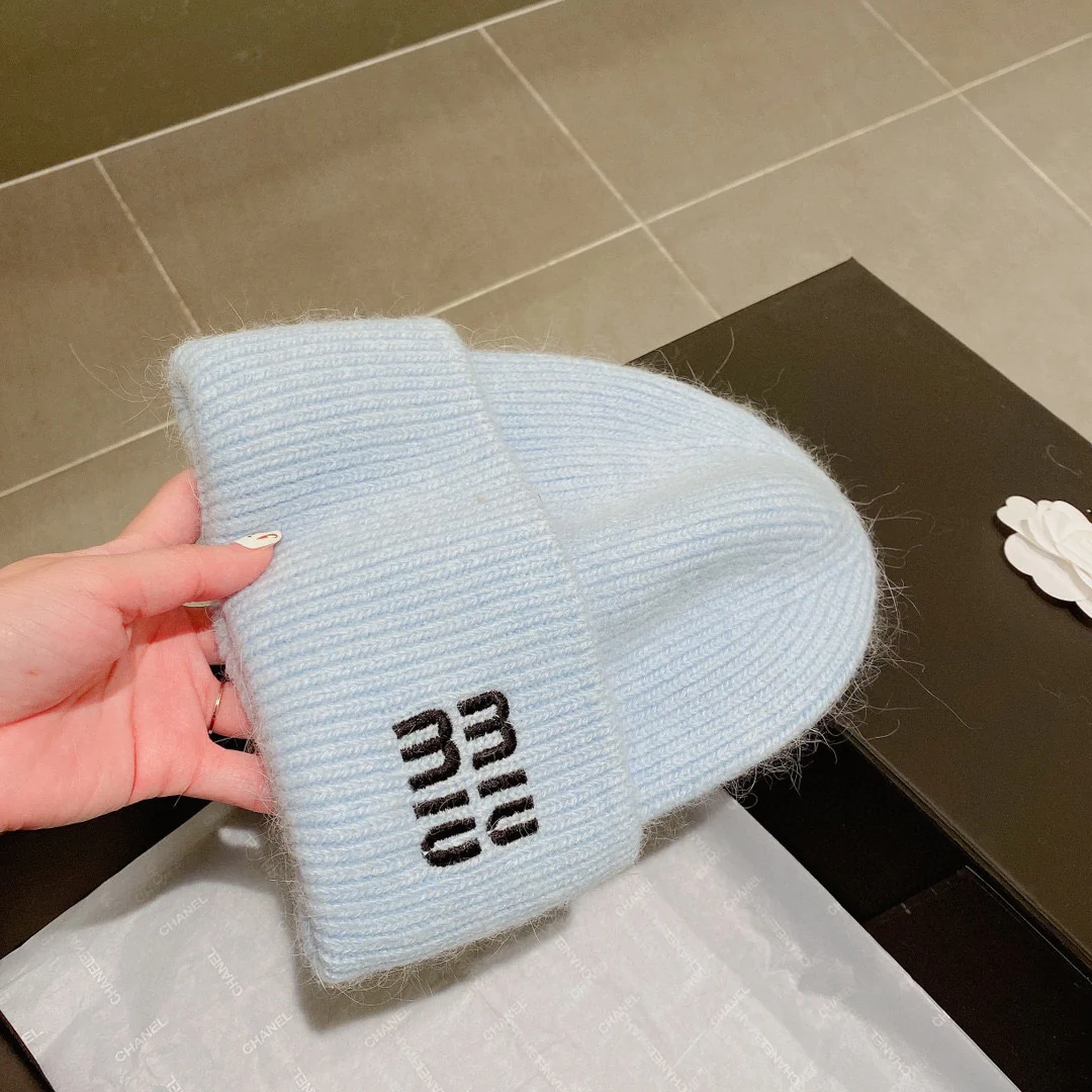 Miu Miu - Шапка из кроличьего меха - Синяя