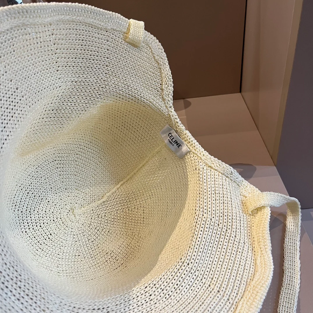 Celine - Новая ажурная плетеная рыбацкая шляпа - белая