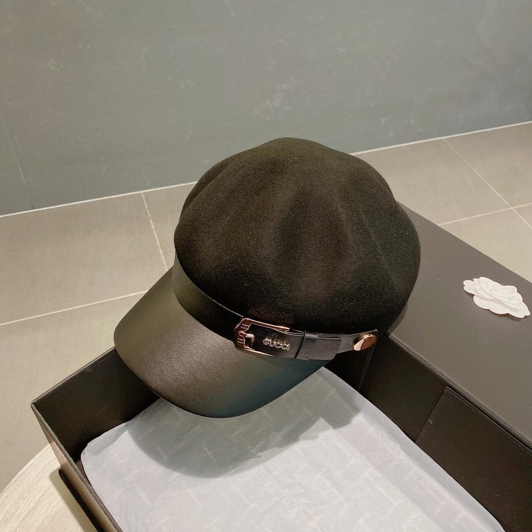 Шерстяная восьмиугольная бейсболка Gucci - черная