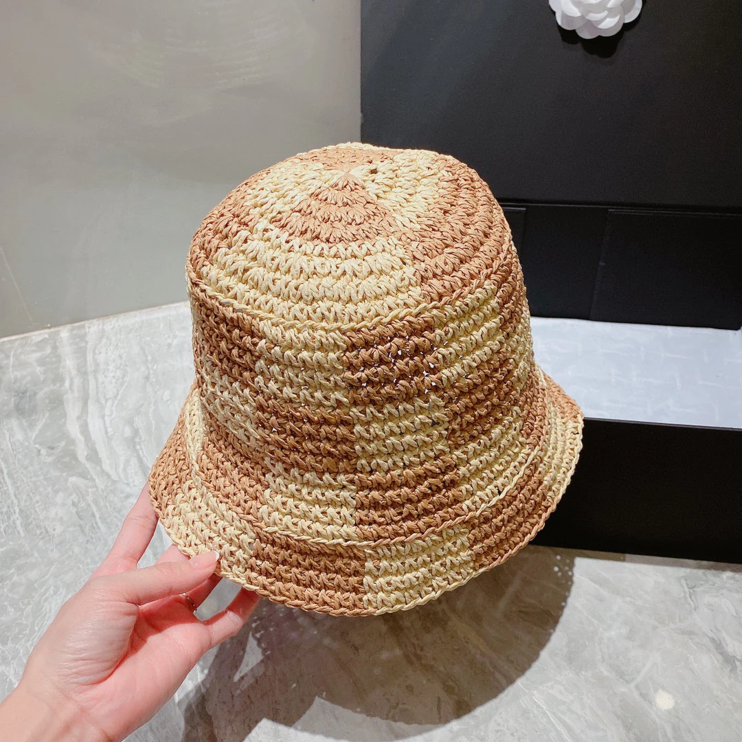 Рыбацкая шляпа Celine в клетку из соломы - 1 шт.