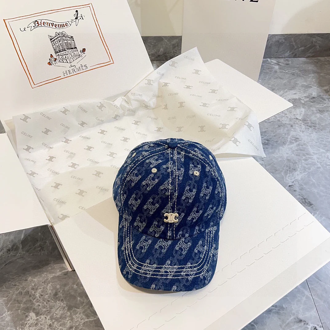 Бейсболка Celine в стиле ретро из джинсовой ткани, коллекция весна/лето 2024, унисекс, синяя.