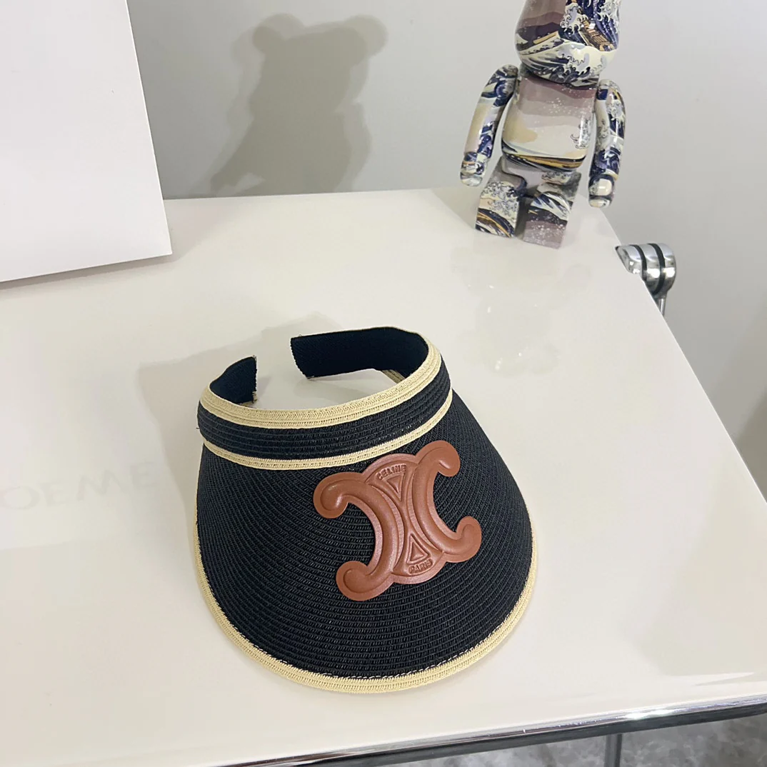 Новая кожаная солнцезащитная шляпа Miu Miu с логотипом, летняя коллекция 2024 года - черная.