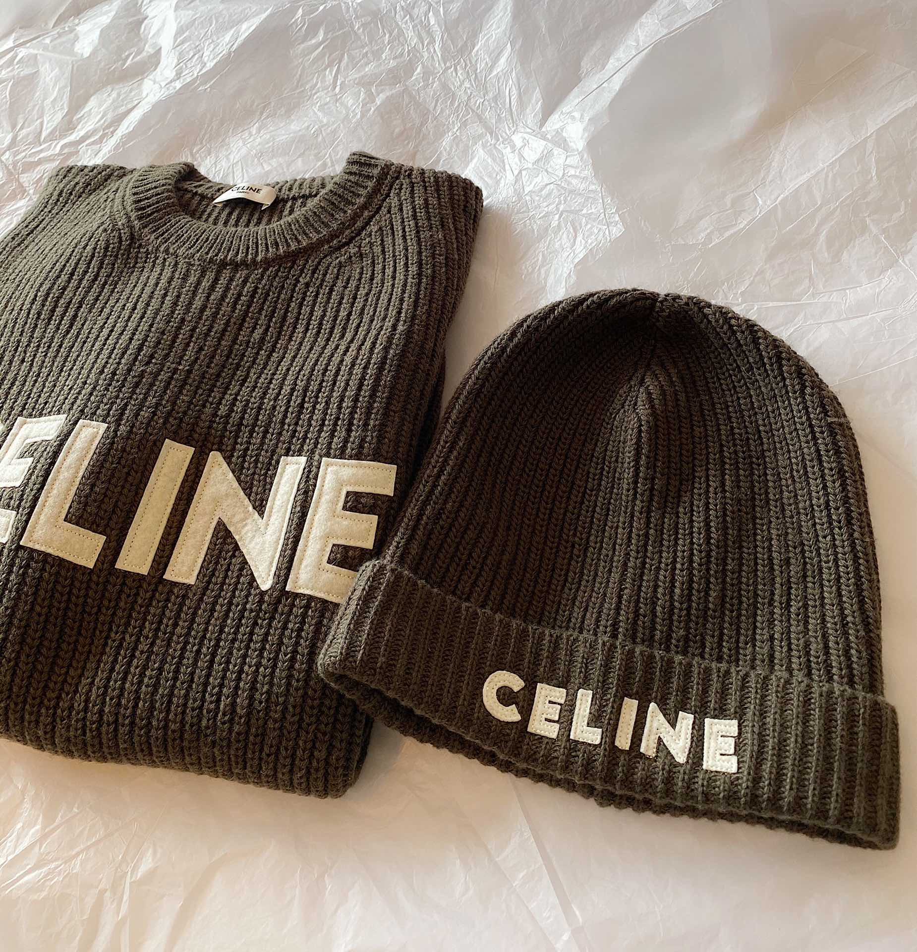 Вязаная шапка Celine - коричневая