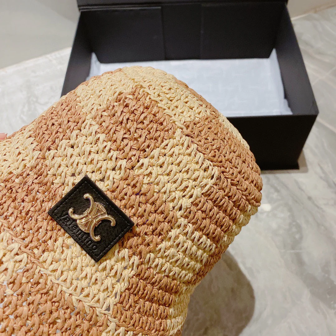 Рыбацкая шляпа Celine в клетку из соломы - 1 шт.