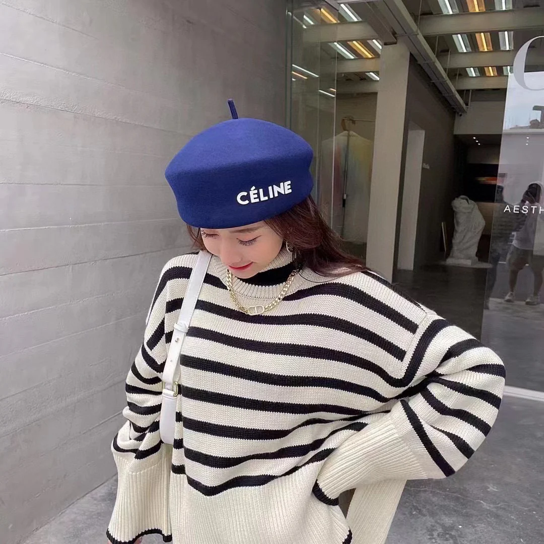 Селин - Шерстяной берет - Синий