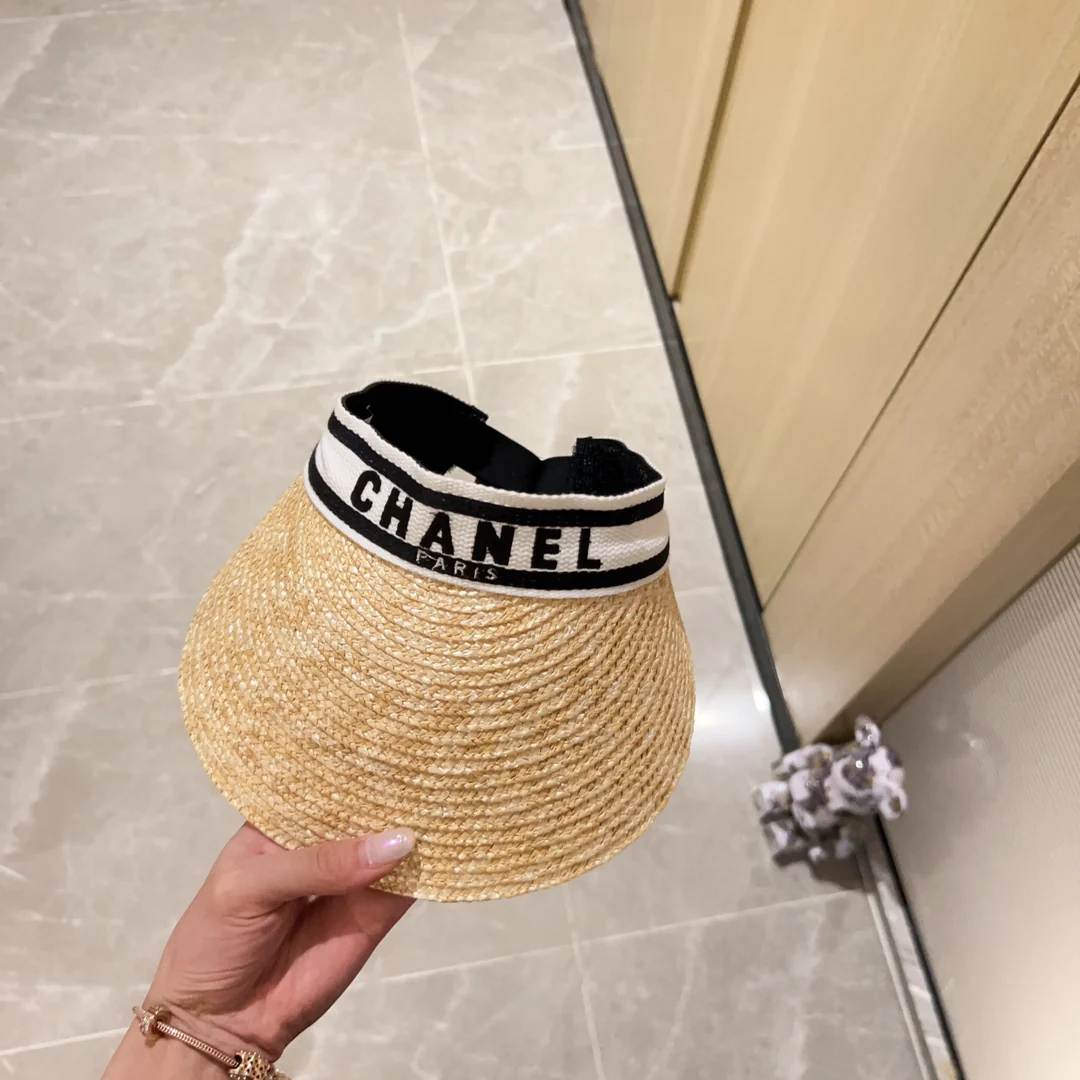 Новинка сезона весна/лето 2023 от Chanel - Соломенная шляпа с открытой шириной - Солнцезащитная шляпа - Белая