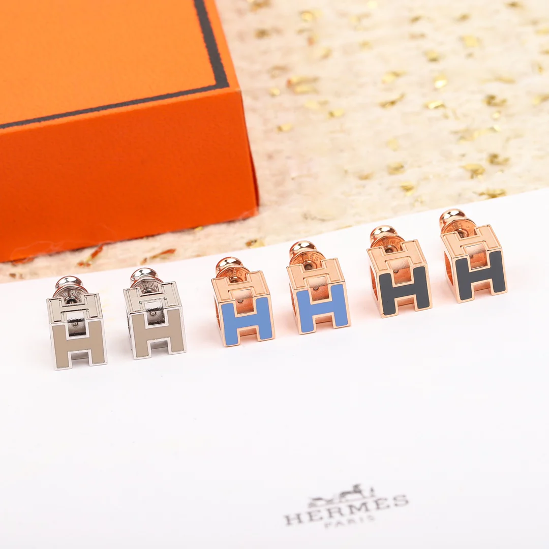 Серьги Hermes - Розовое золото - 001