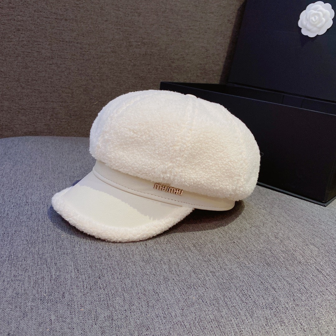 Берет Miu Miu из овечьей шерсти - белый