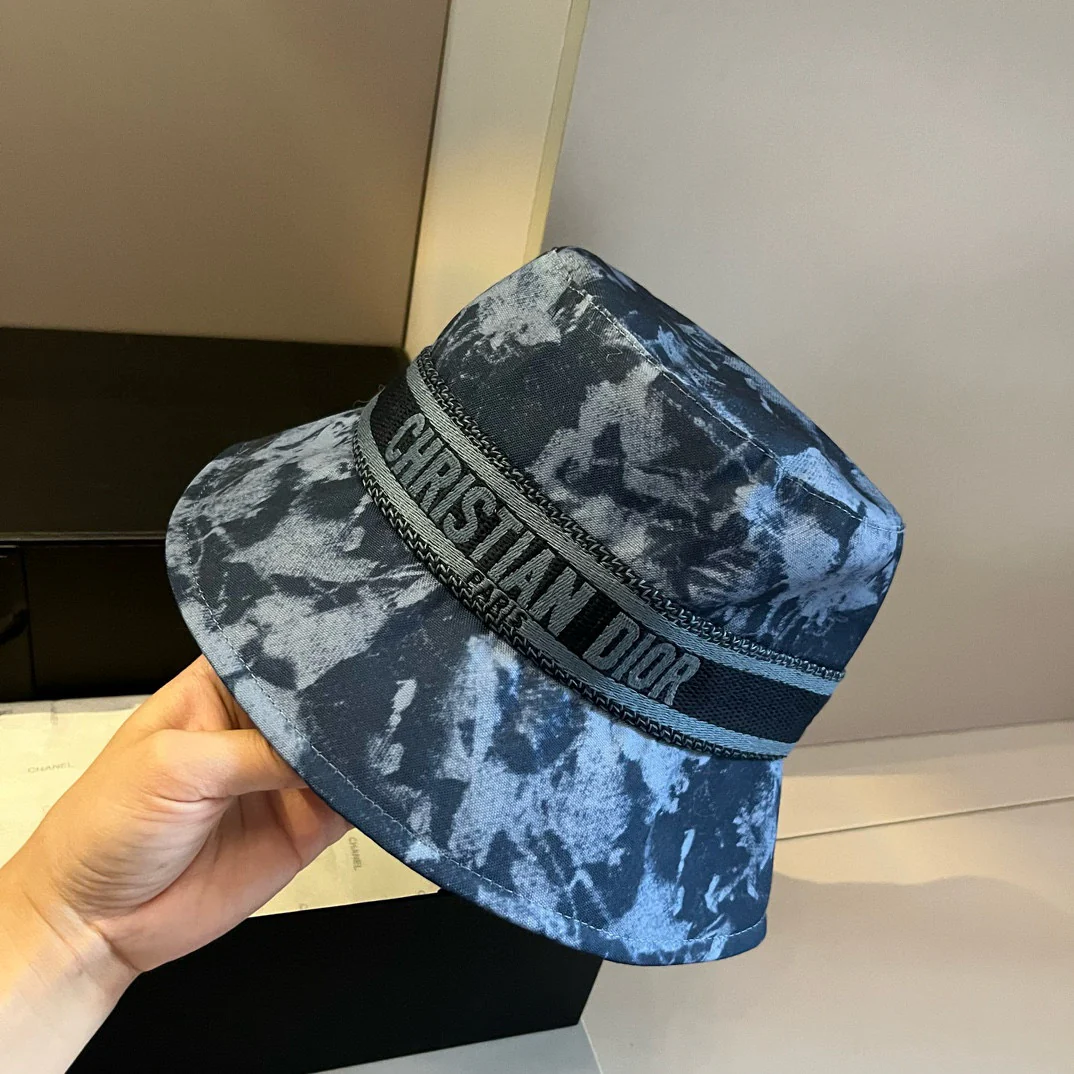 Dior - Рыбацкая шляпа с брызгами краски - Синяя