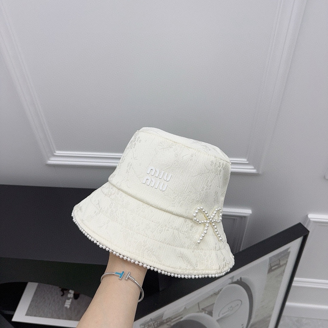 Miu Miu - Новая прочная рыбацкая шляпа с жемчужным принтом