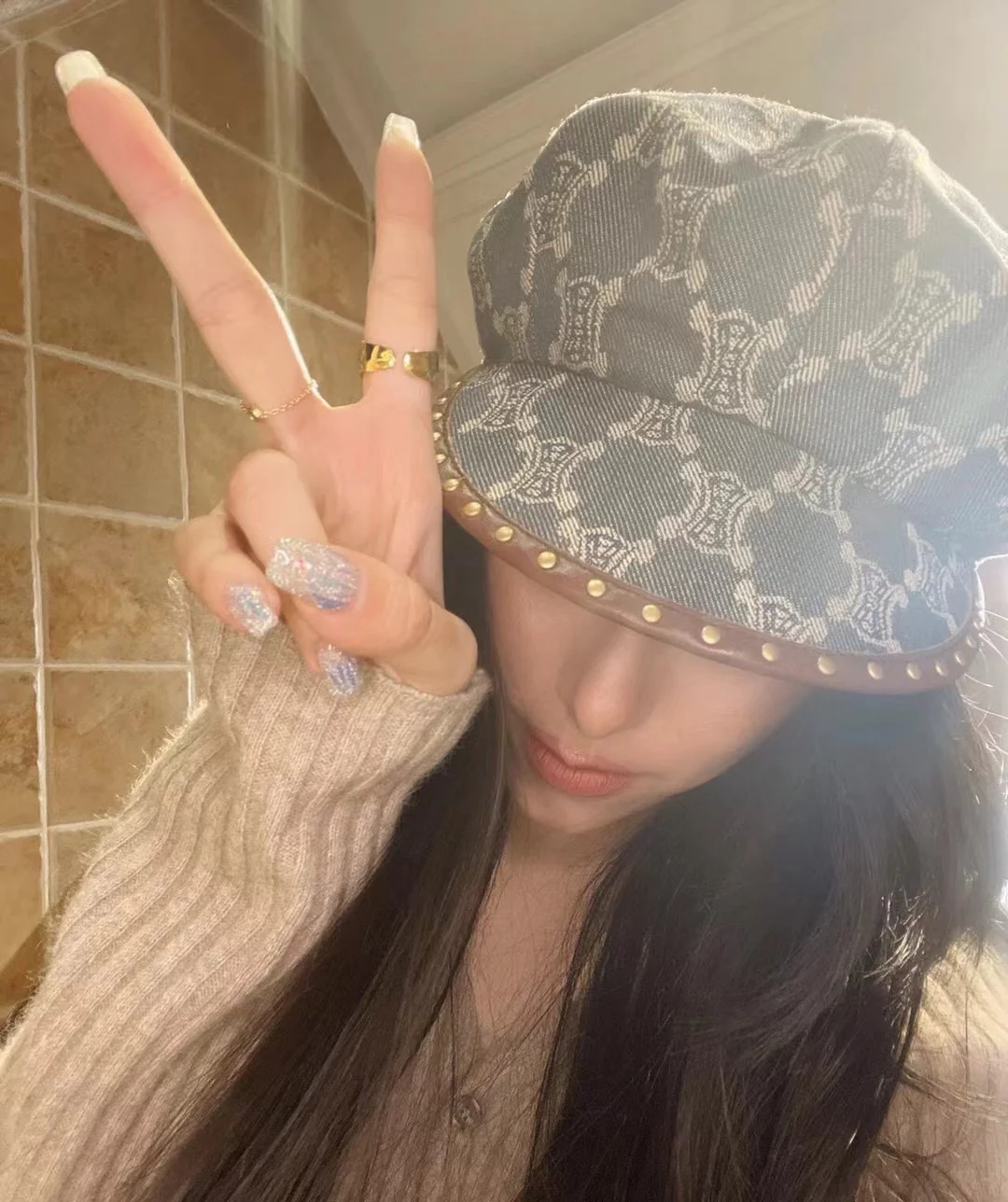 Celine - Восьмиугольная шляпа художника - Джинсовый синий