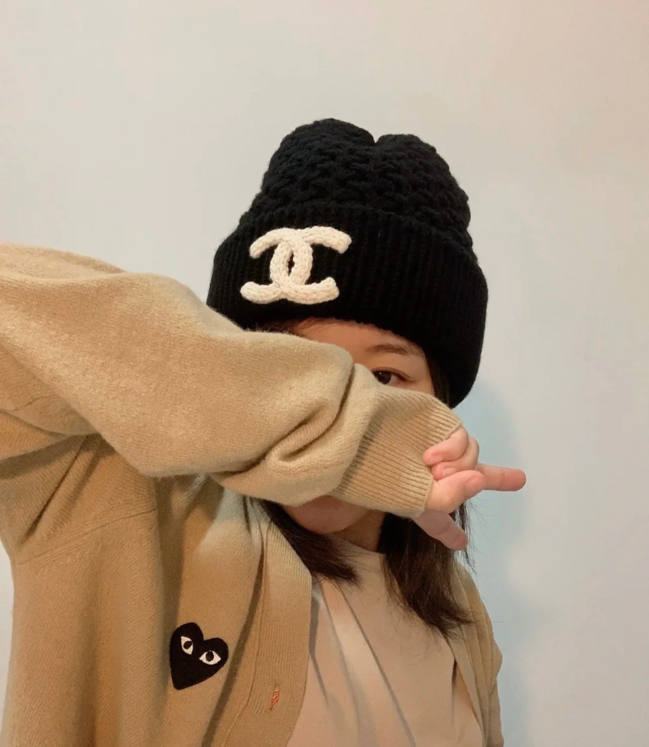 Chanel - Новая вязаная шапка с рисунком ананаса - Черная