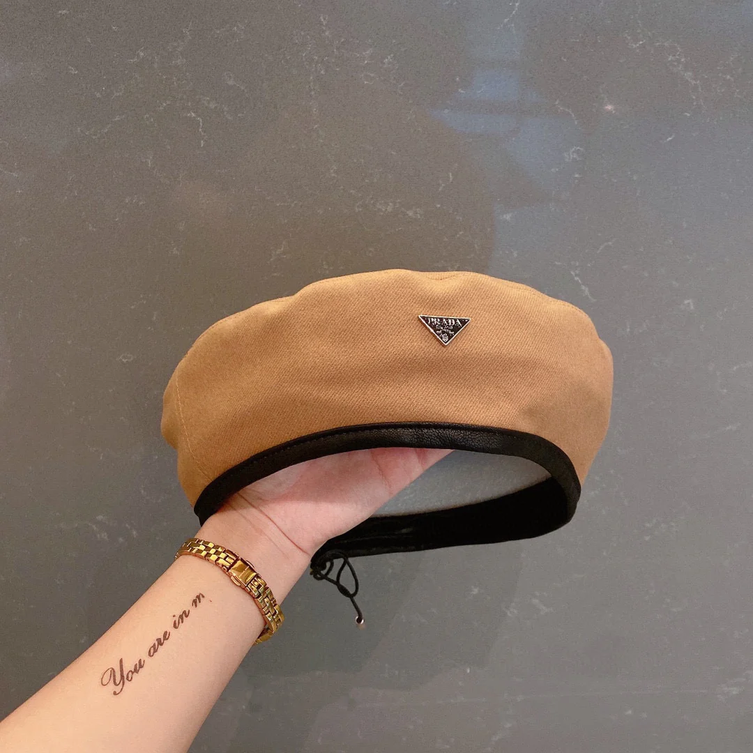 Шерстяной берет Prada - коричневый