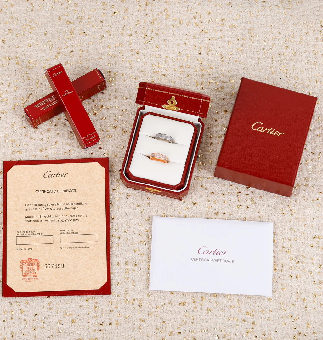 Cartier - Смелое дизайнерское сверкающее кольцо - Розовое и белое золото