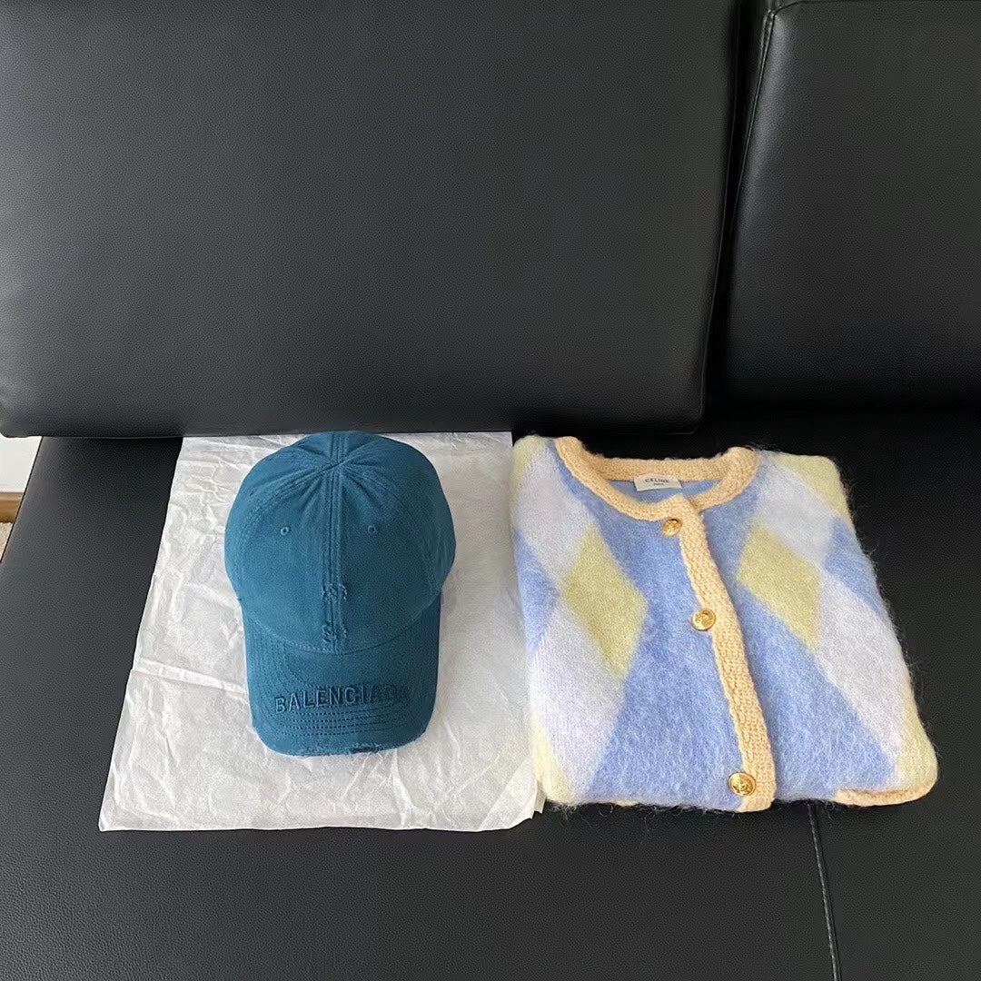 Бейсболка Balenciaga с вышивкой - синяя