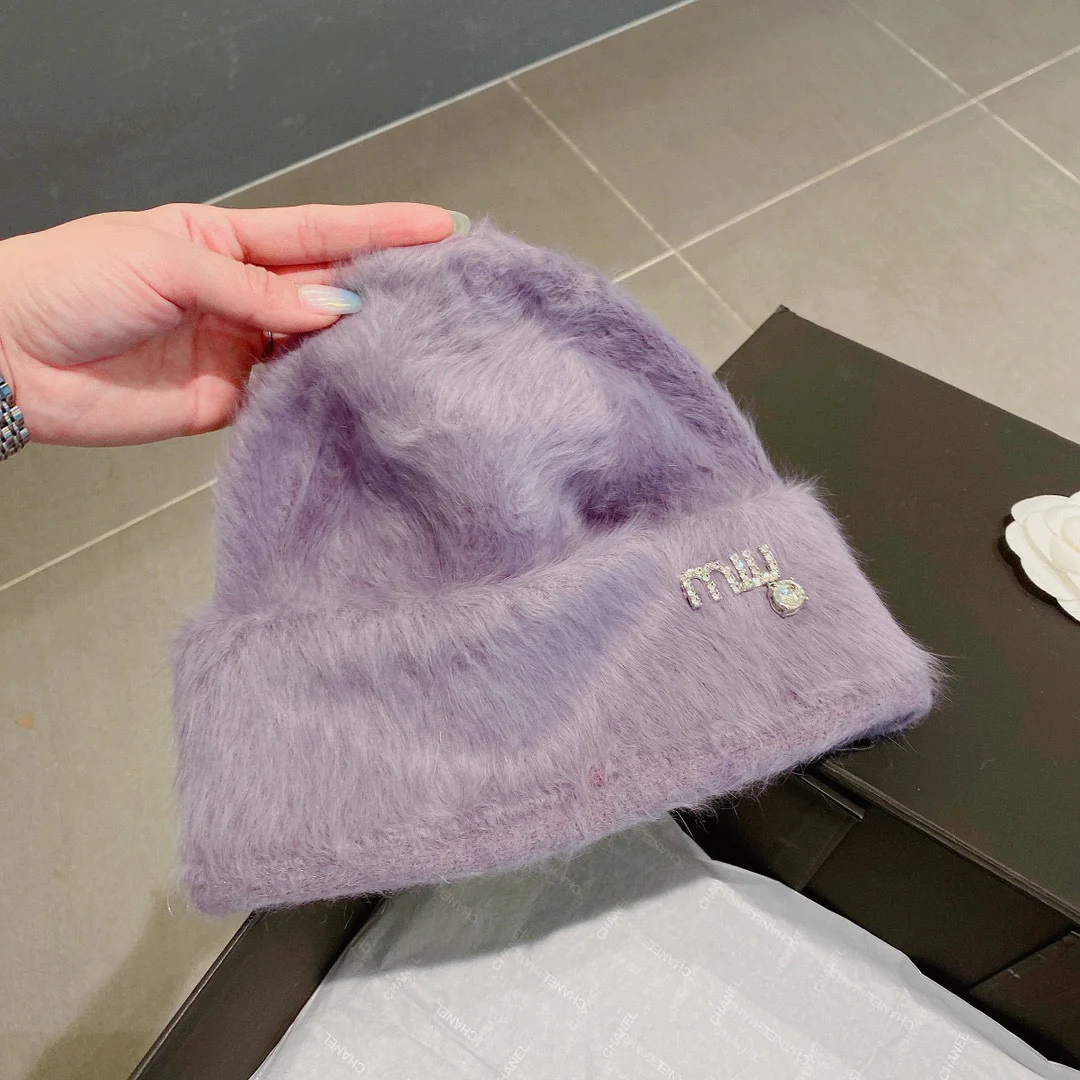 Miu Miu - Шапка из кроличьего меха - Фиолетовая