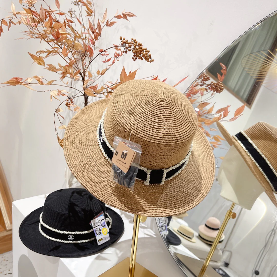 Новая соломенная шляпа Chanel 2022 года - коричневая - 1
