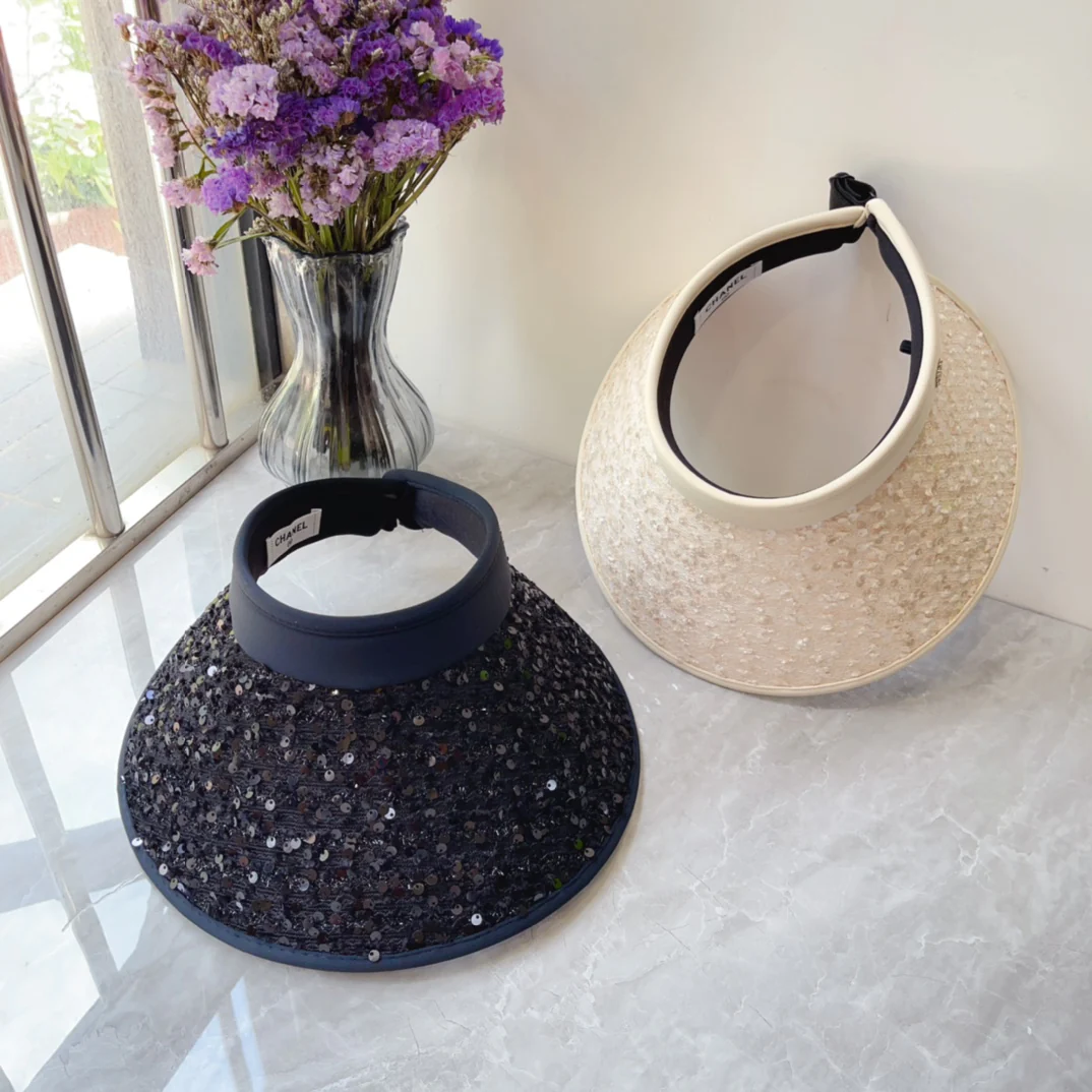 Новинка лета 2024 от Chanel - Солнцезащитная шляпа с пайетками - Черная