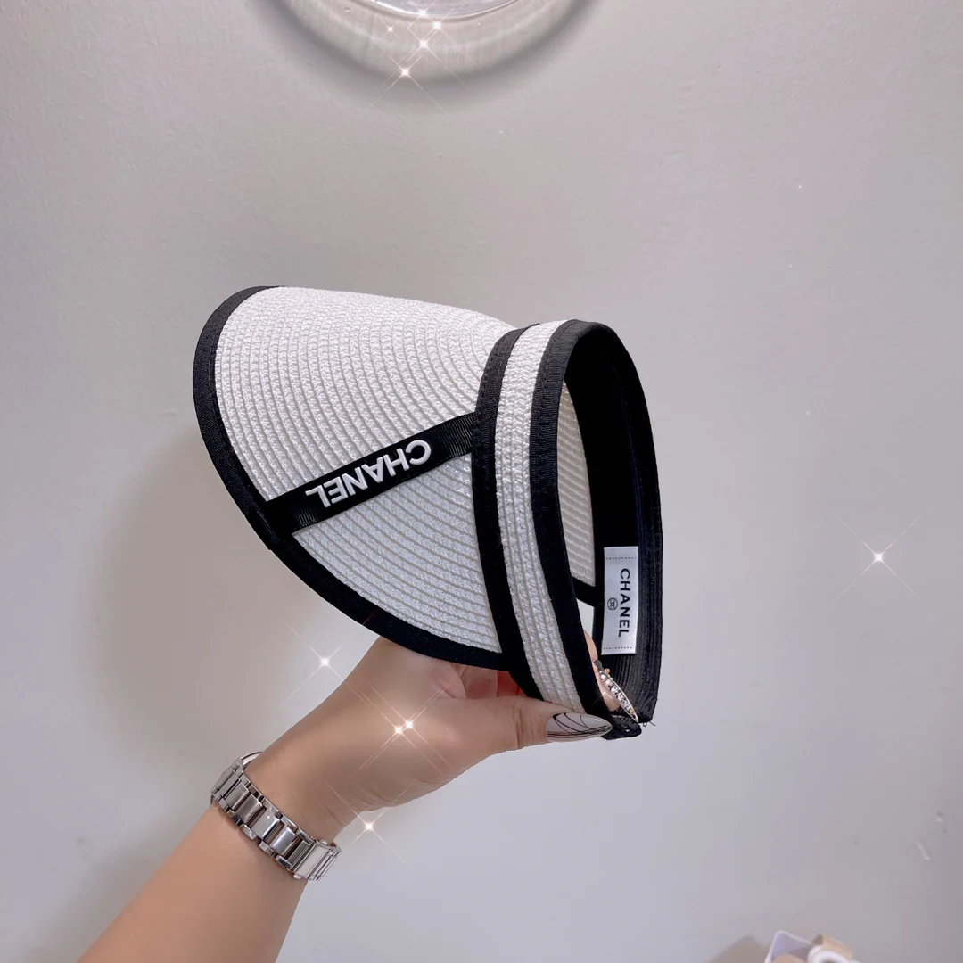 Солнцезащитная шляпа Chanel - Открытый жилет - Белый - 1