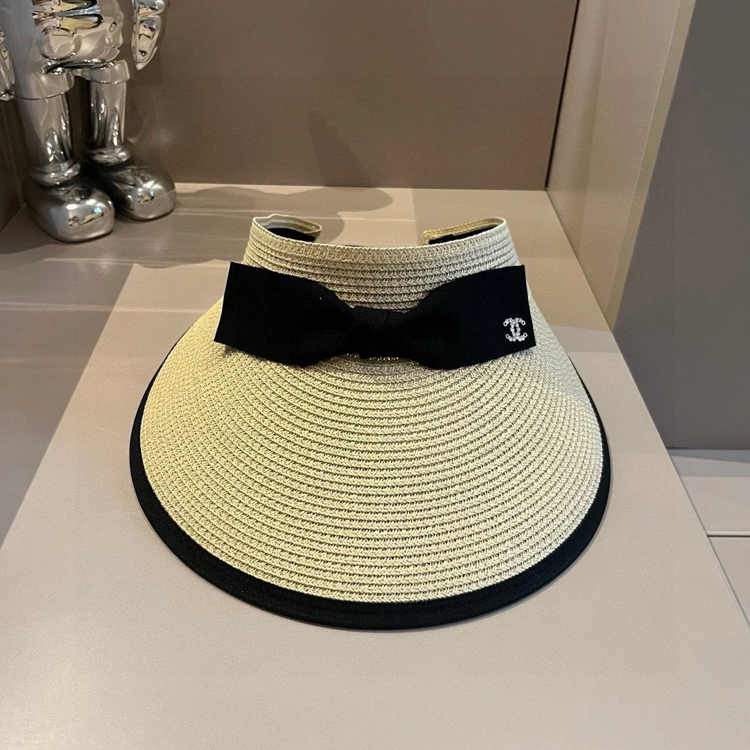 Chanel - Элегантная шляпа от солнца с бантом - Абрикосового цвета