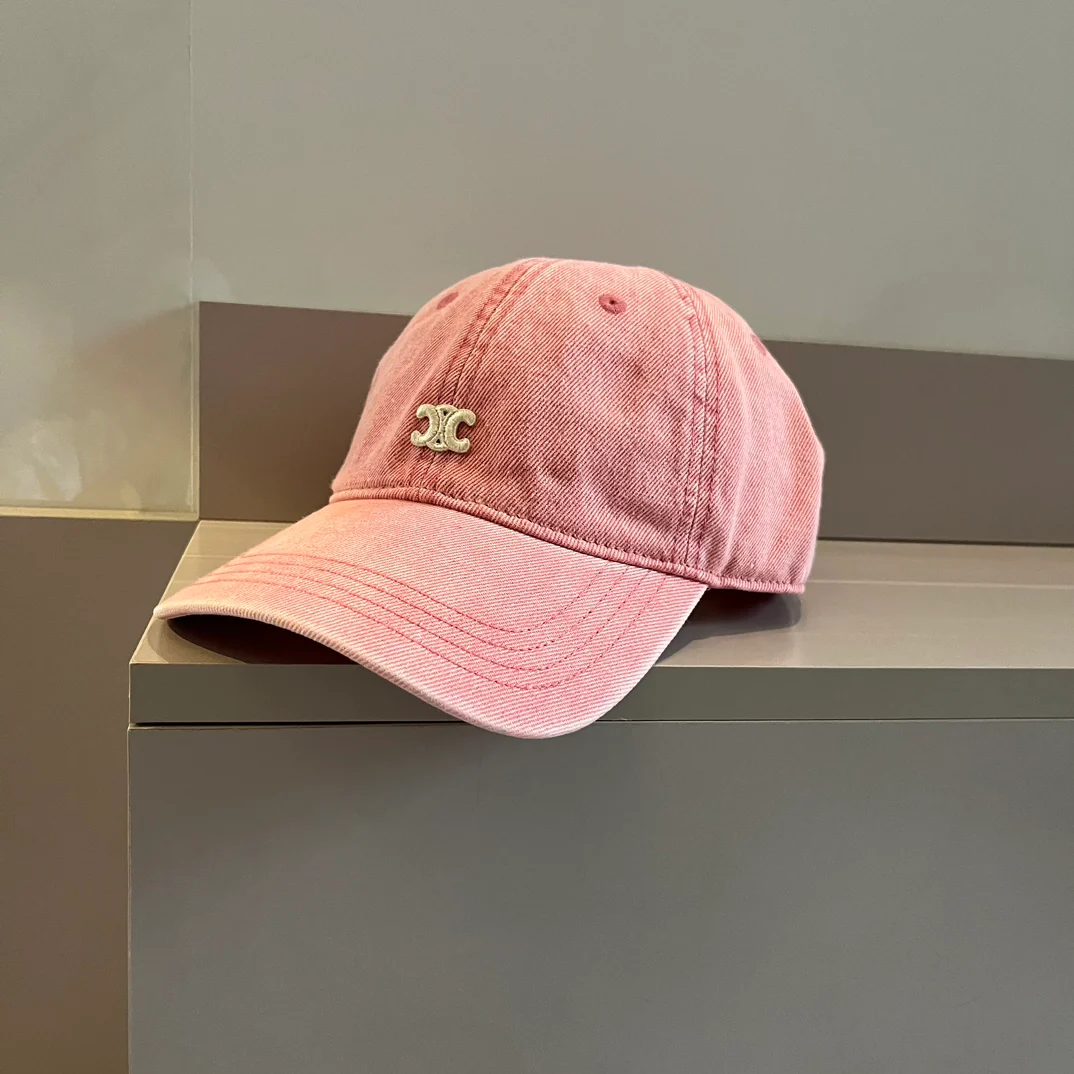 Celine - Бейсболка из выстиранного денима - Розовая