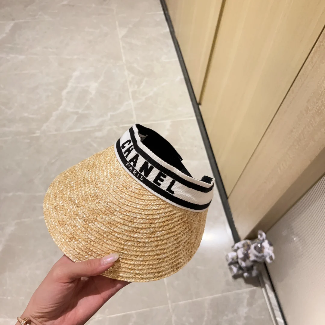 Новинка сезона весна/лето 2023 от Chanel - Соломенная шляпа с открытой шириной - Солнцезащитная шляпа - Белая