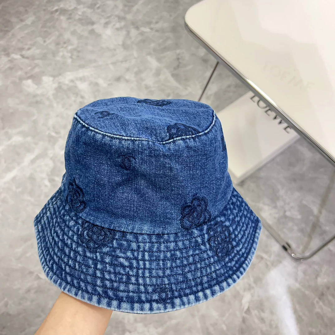 Chanel - Уникальная вышитая ковбойская рыбацкая шляпа - синяя