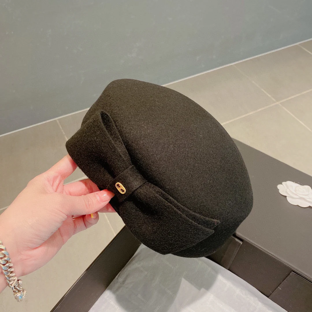 Селин - Бант - Шерстяной берет - Черный