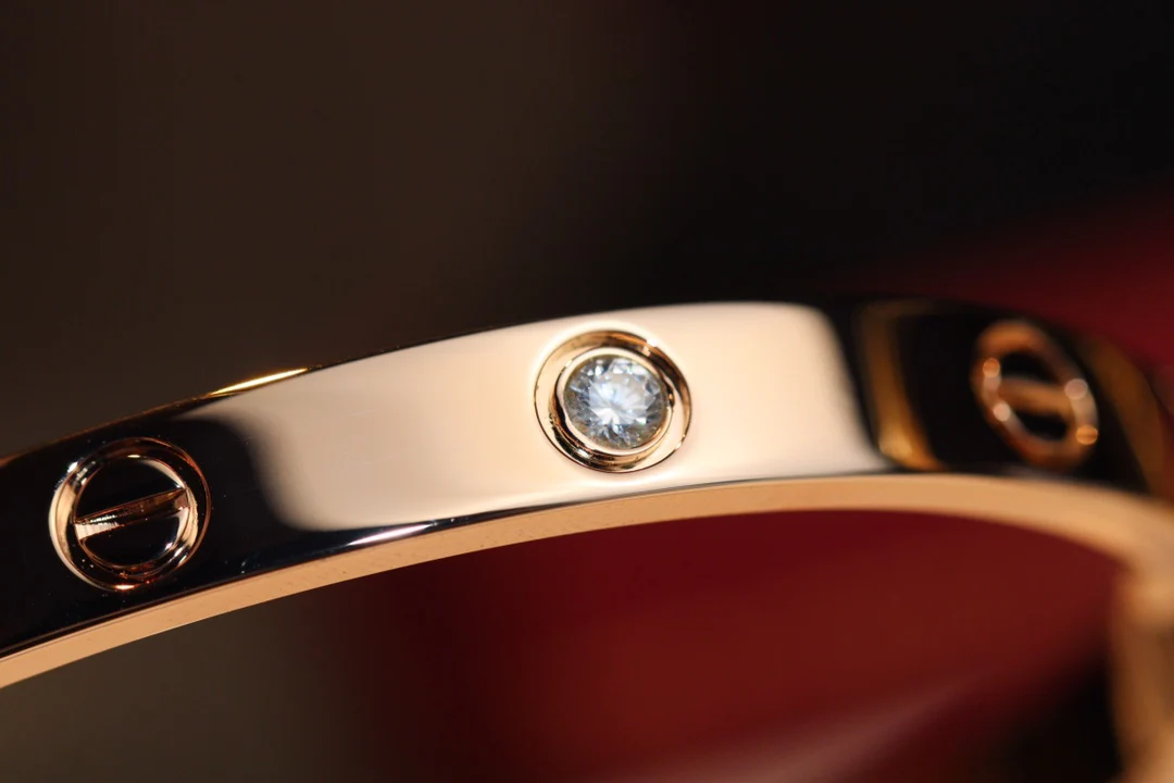 Широкий браслет Cartier Love - розовое/желтое золото - 4 бриллианта