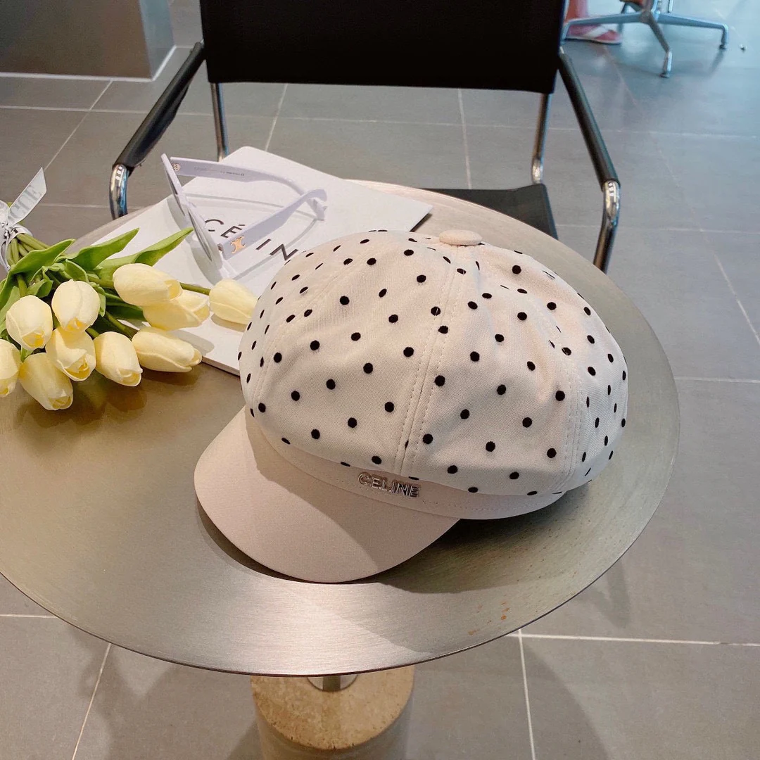 Celine - Берет в горошек - Белый
