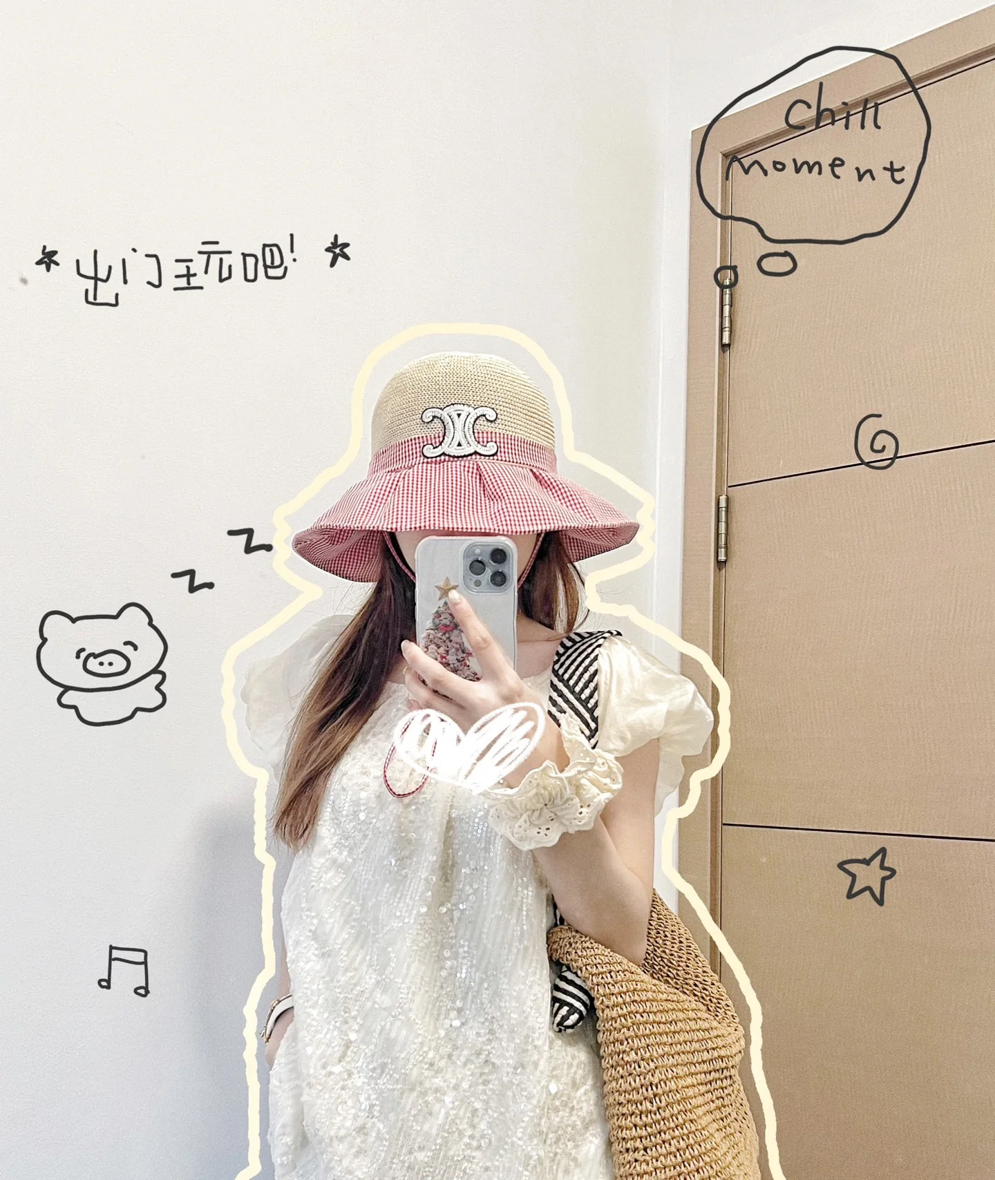 Пятнистая рыбацкая шляпа Celine для отдыха, красная.