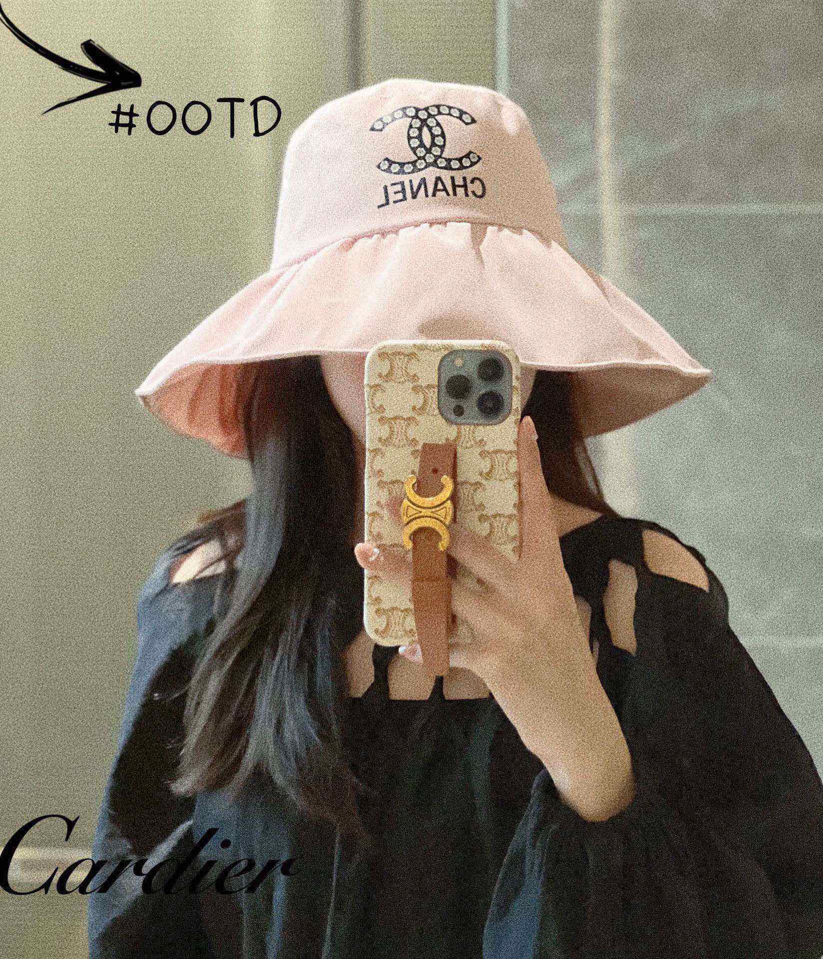 Новая высококлассная рыбацкая шляпа Chanel с широкими полями, розовая, 2023 год.