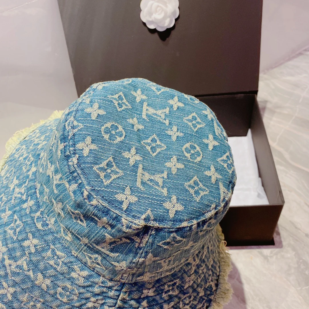 Панама из джинсовой ткани с монограммой LV и эффектом щетины