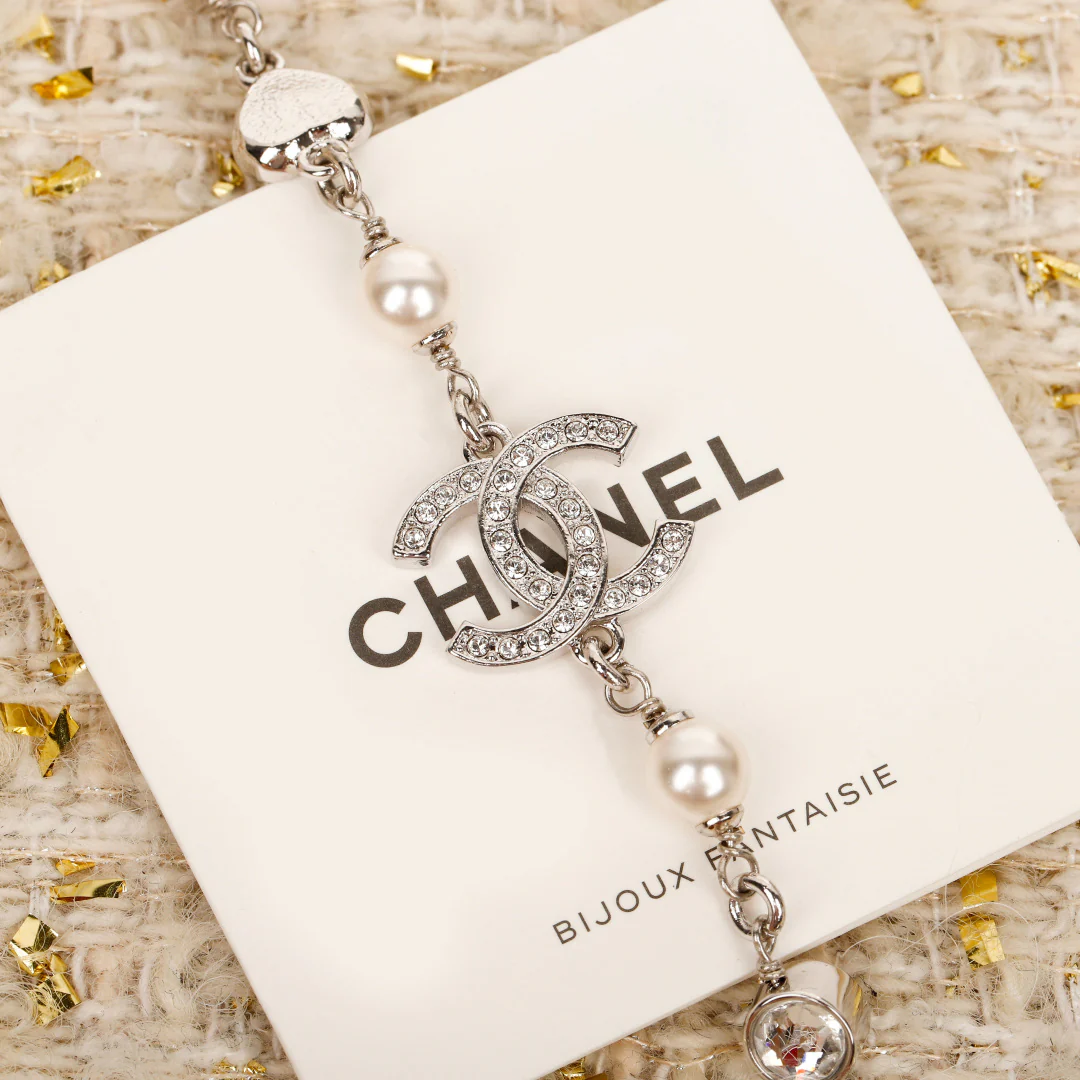 Колье Chanel Double C Heart Pearl Necklace 25p